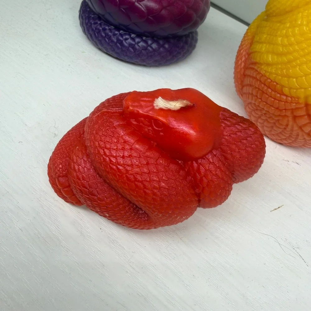 Handmade Snake Candle Set of 3 Multicolor Soy Wax Gothic Witchy Aesthetic Bright